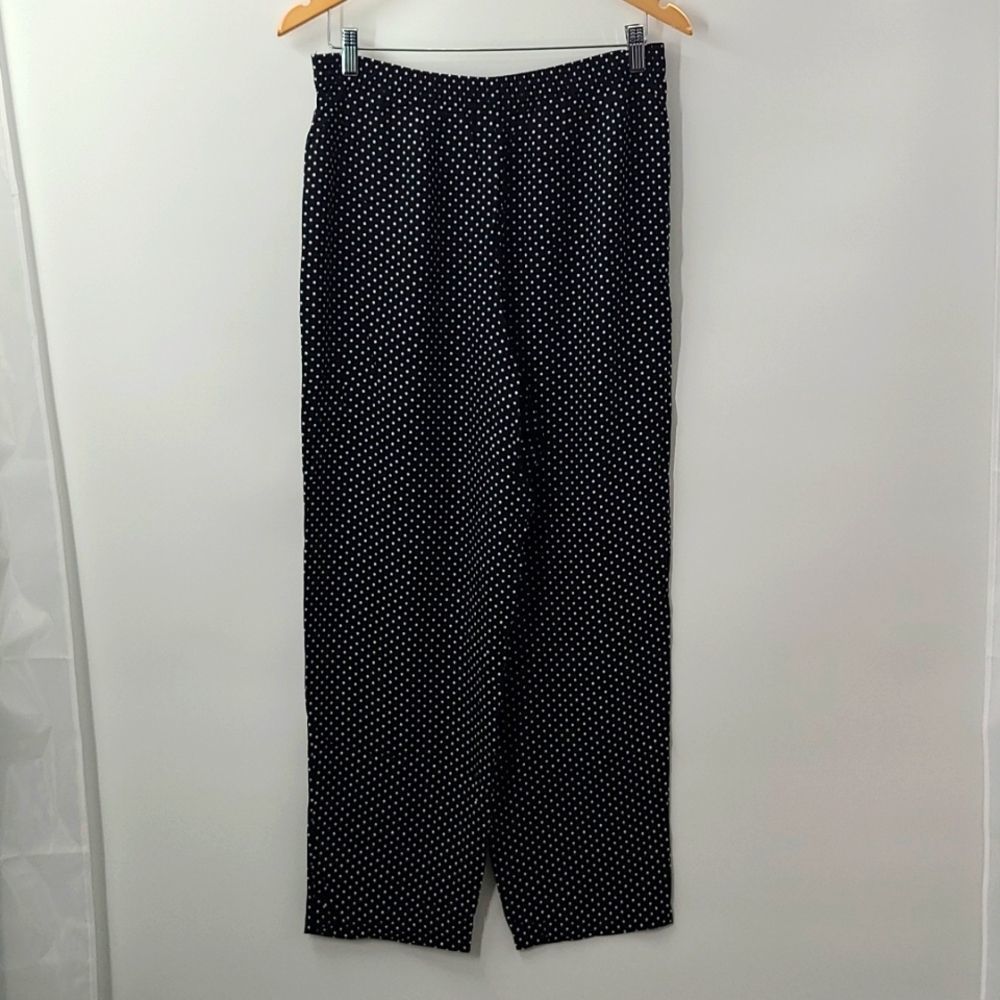 Inspirables Black/White polka Dot‎ Wide Leg Palazzo Pull On Pants Size Medium